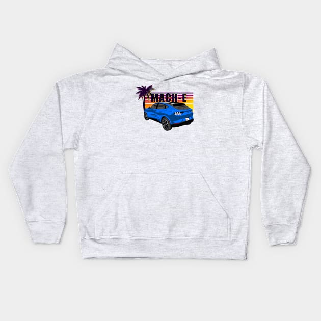 Sunset Mach-E in Grabber Blue Kids Hoodie by zealology